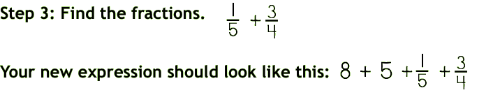 Step 3: Find the fractions.